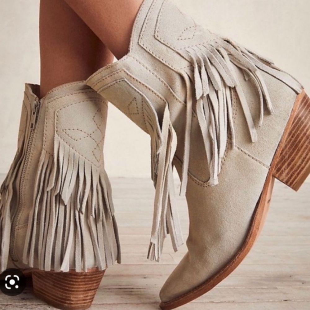 Free People Lawless Western Fringe Boots